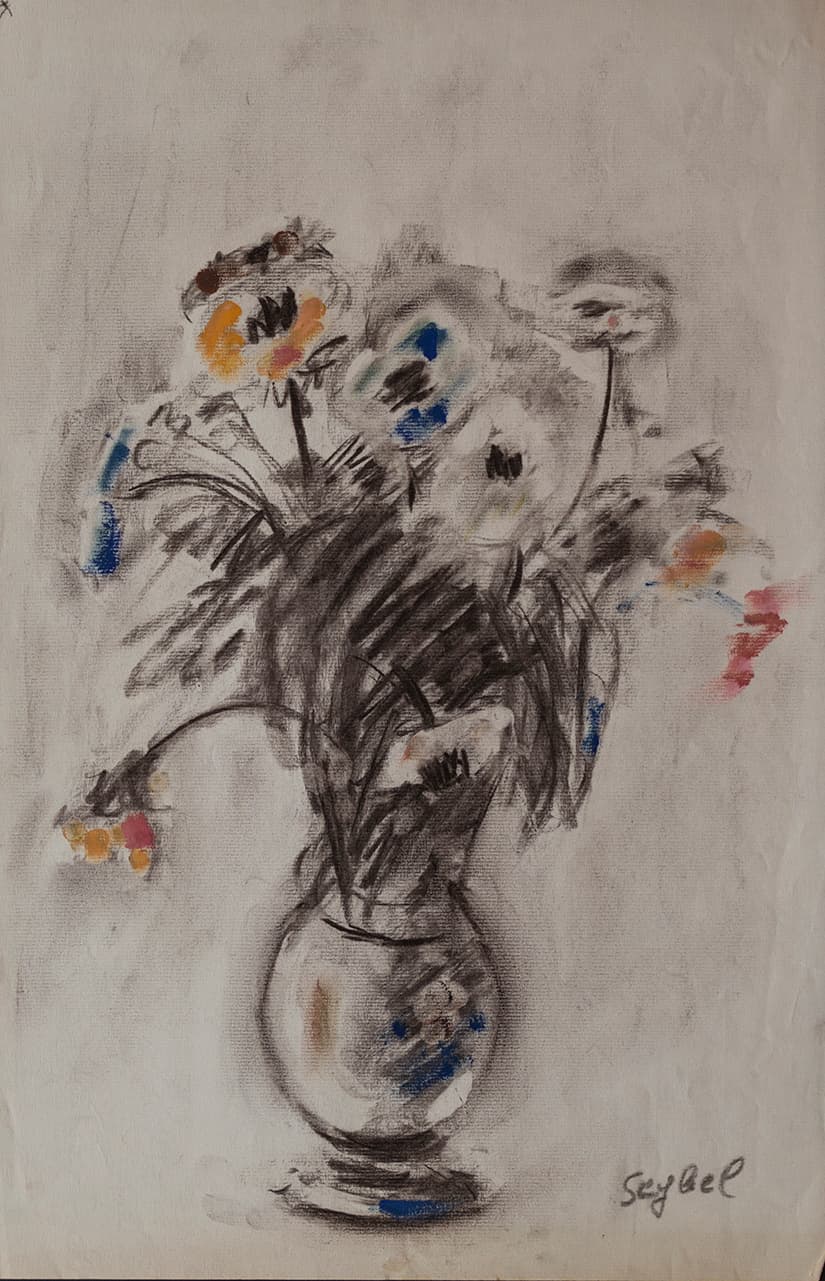 Fleurs des champs, oeuvre de Lyne Seybel, collection Fleurs & Bouquets, Pastel et fusain, 50x33 cm