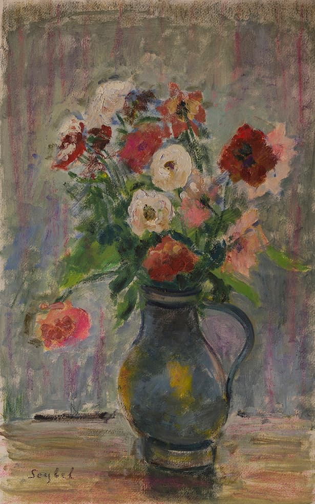 Fleurs, oeuvre de Lyne Seybel, collection Fleurs & Bouquets, Gouache, 65x50 cm
