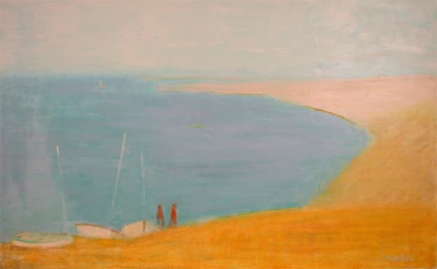 La plage, oeuvre de Lyne Seybel, collection Marines, Huile, 81x130 cm