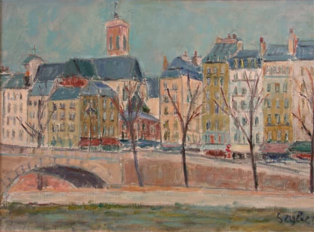 Pont Louis Philippe, oeuvre de Lyne Seybel, collection Paris, Huile, 60x92 cm