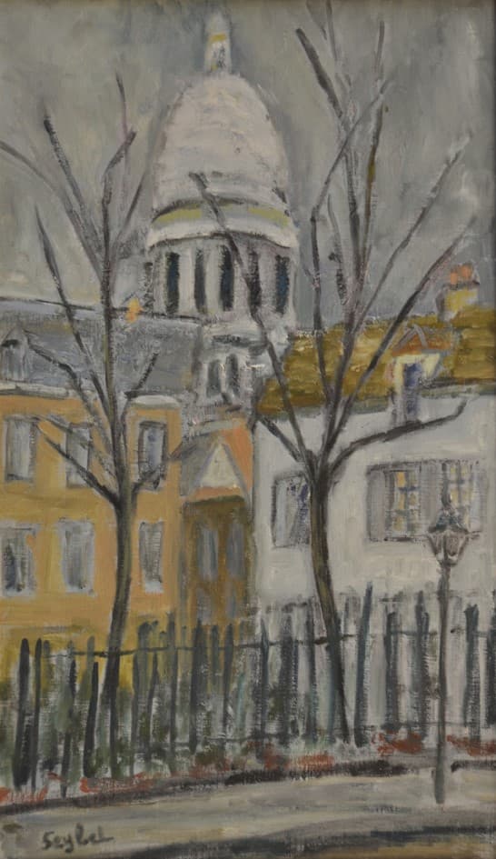 Montmartre le Sacré Cœur, oeuvre de Lyne Seybel, collection Paris, Huile, 55x33 cm
