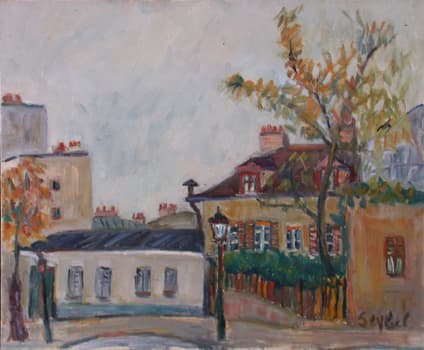 Le Lapin agile, oeuvre de Lyne Seybel, collection Paris, Huile, 46x38 cm