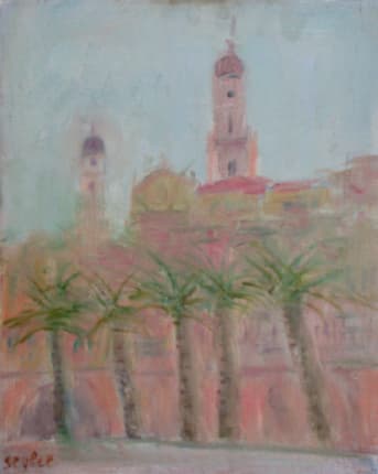 Menton, oeuvre de Lyne Seybel, collection Paysages, Huile sur toile, 41x27 cm