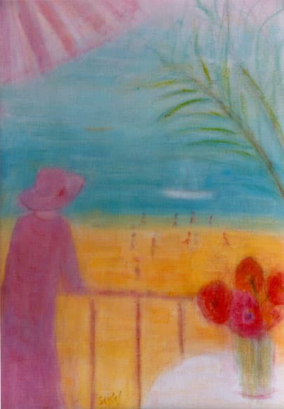 Rêverie, oeuvre de Lyne Seybel, collection Scènes de genres, Huile, 92x65 cm