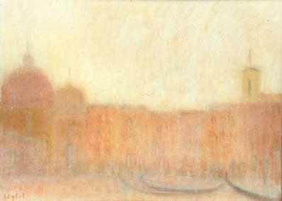 Aube à Venise, oeuvre de Lyne Seybel, collection Venise, Huile, 65x92 cm
