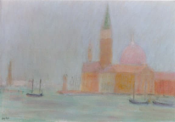 San Giorgio matinal, oeuvre de Lyne Seybel, collection Venise, Huile, 73x100 cm